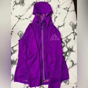 Adidas Purple Climastorm Women’s Medium - Own The Run Hooded Windbreaker Jacket